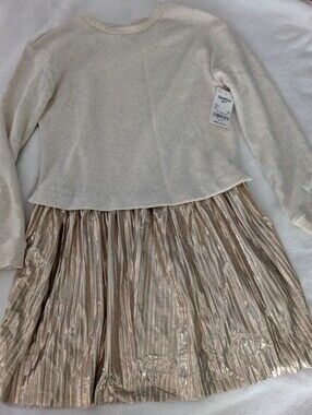 🆕 NWT OshKosh B'gosh gold pleated skirt and oatmeal heather sweatshirt dress